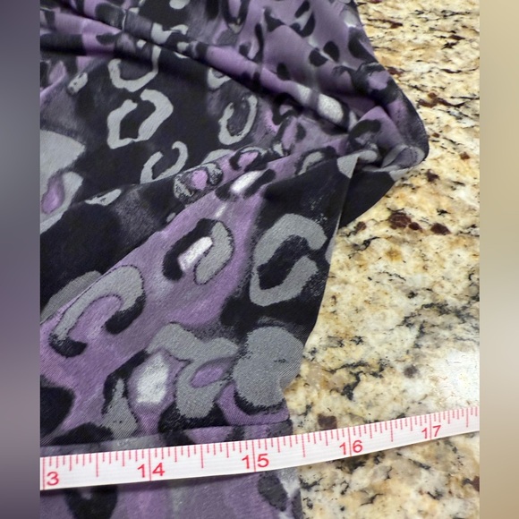 Loft abstract leopard print midi dress purple gray black SZ M - Picture 11 of 14
